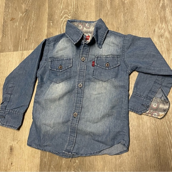 Vintage Youth Levis Western Denim Button Down Long Sleeve  Shirt Size 4 - Picture 1 of 5
